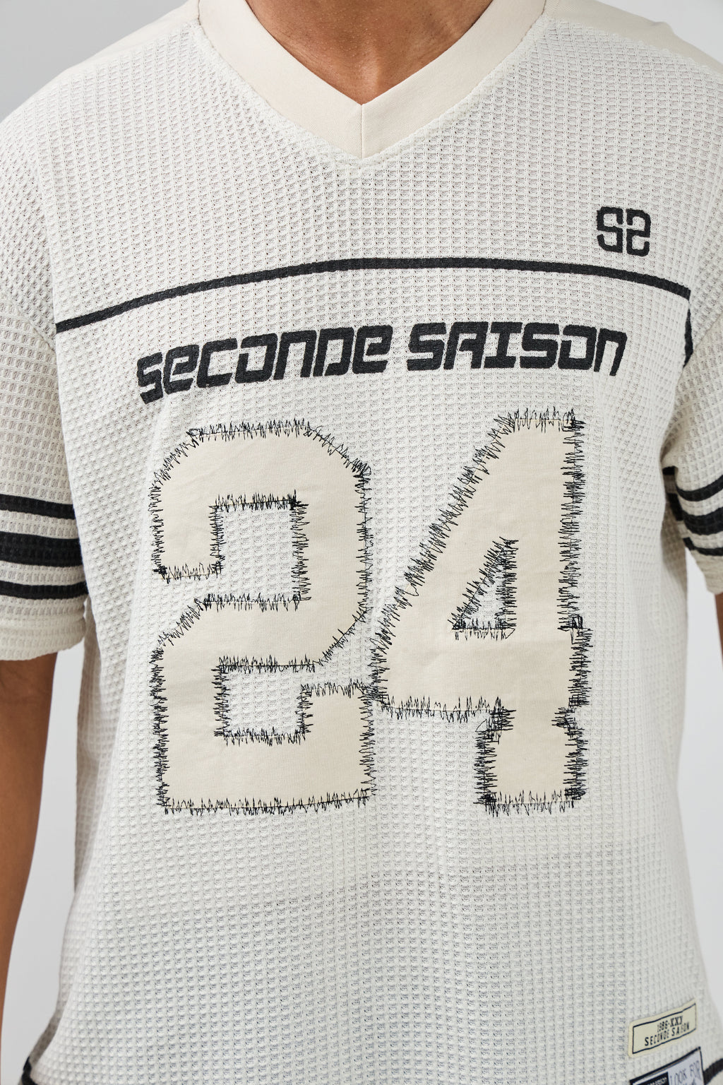 T-shirt Homme Style Sportif Texturé avec Numéro 24 et Manches Rayées