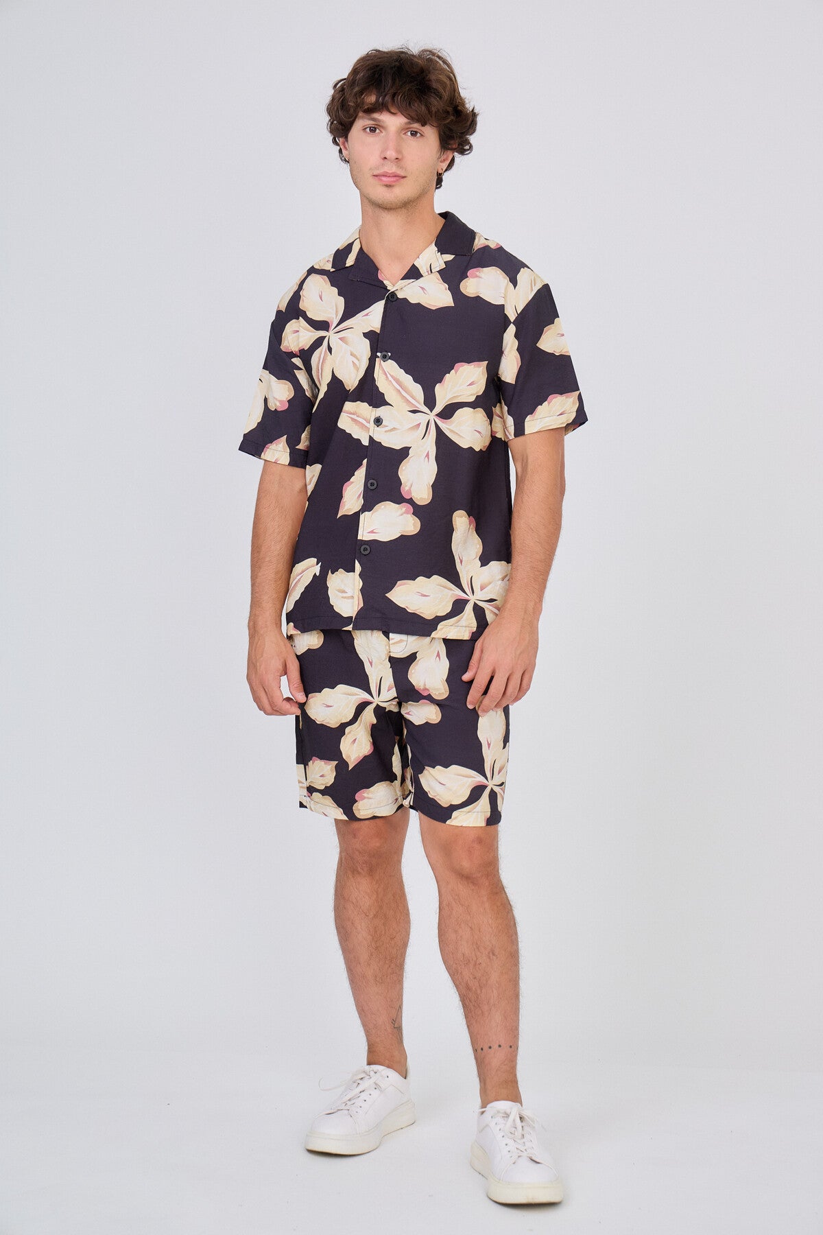 Ensemble Fluide Noir Fleurs