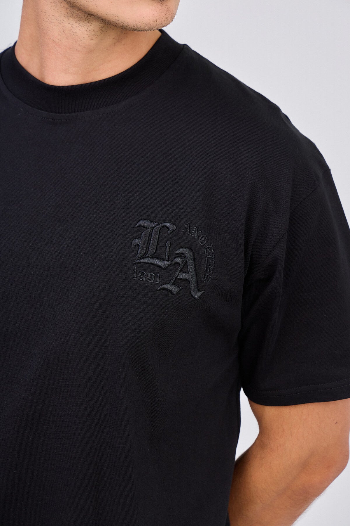 LA Embroidered Black T-Shirt