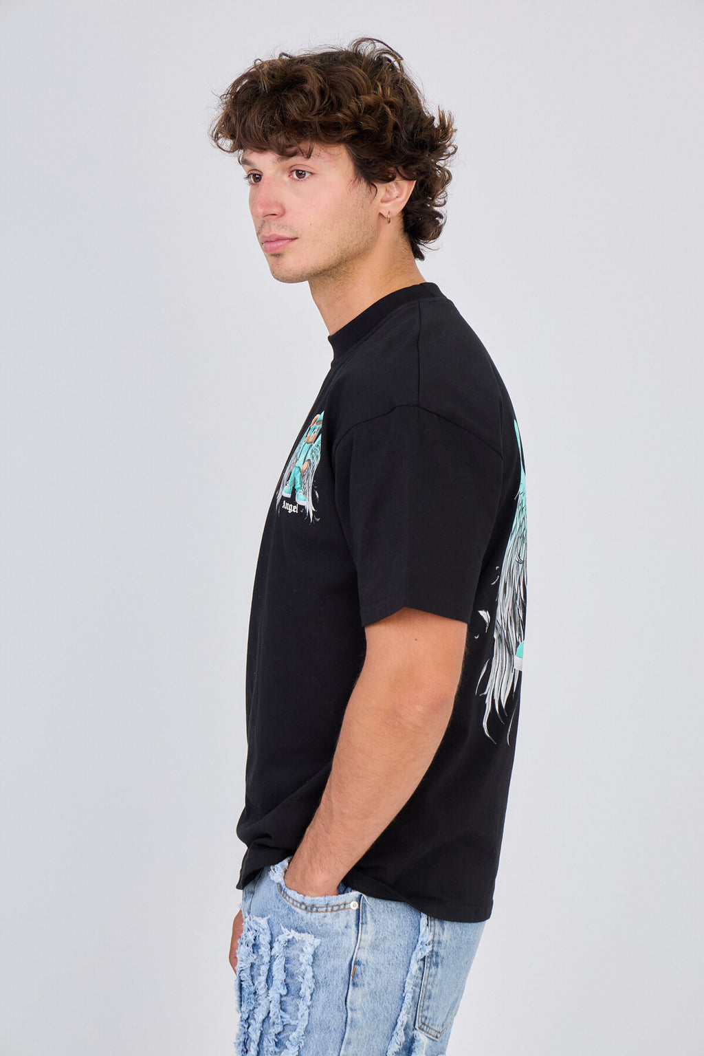 T-Shirt Noir Angel Teddy Bear