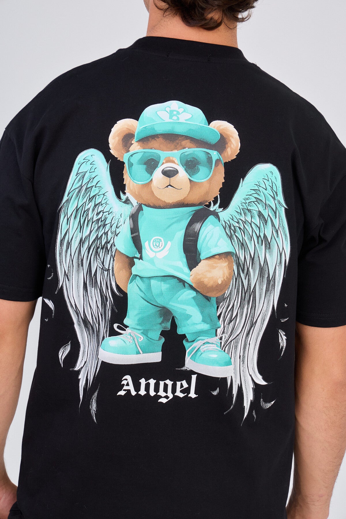 T-Shirt Noir Angel Teddy Bear