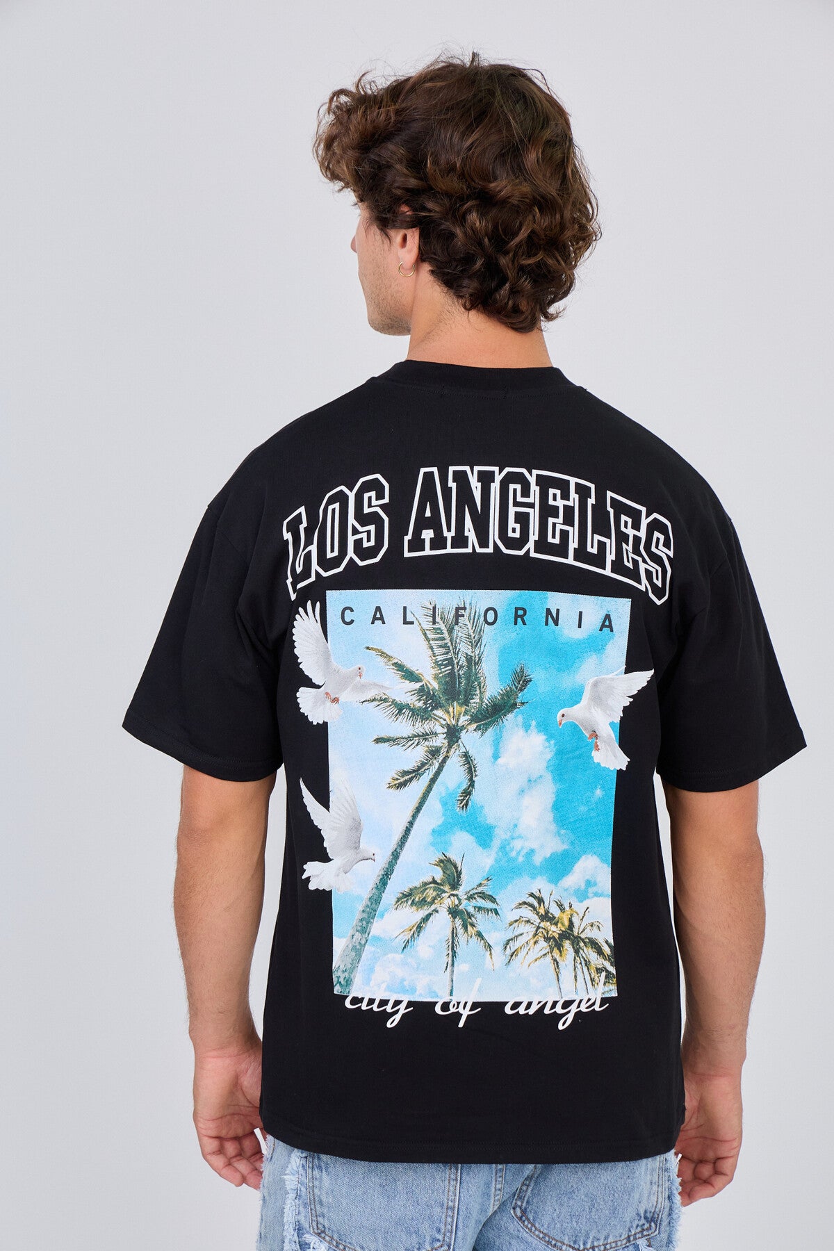 T-Shirt Noir "Los Angeles" Palms City of Angels