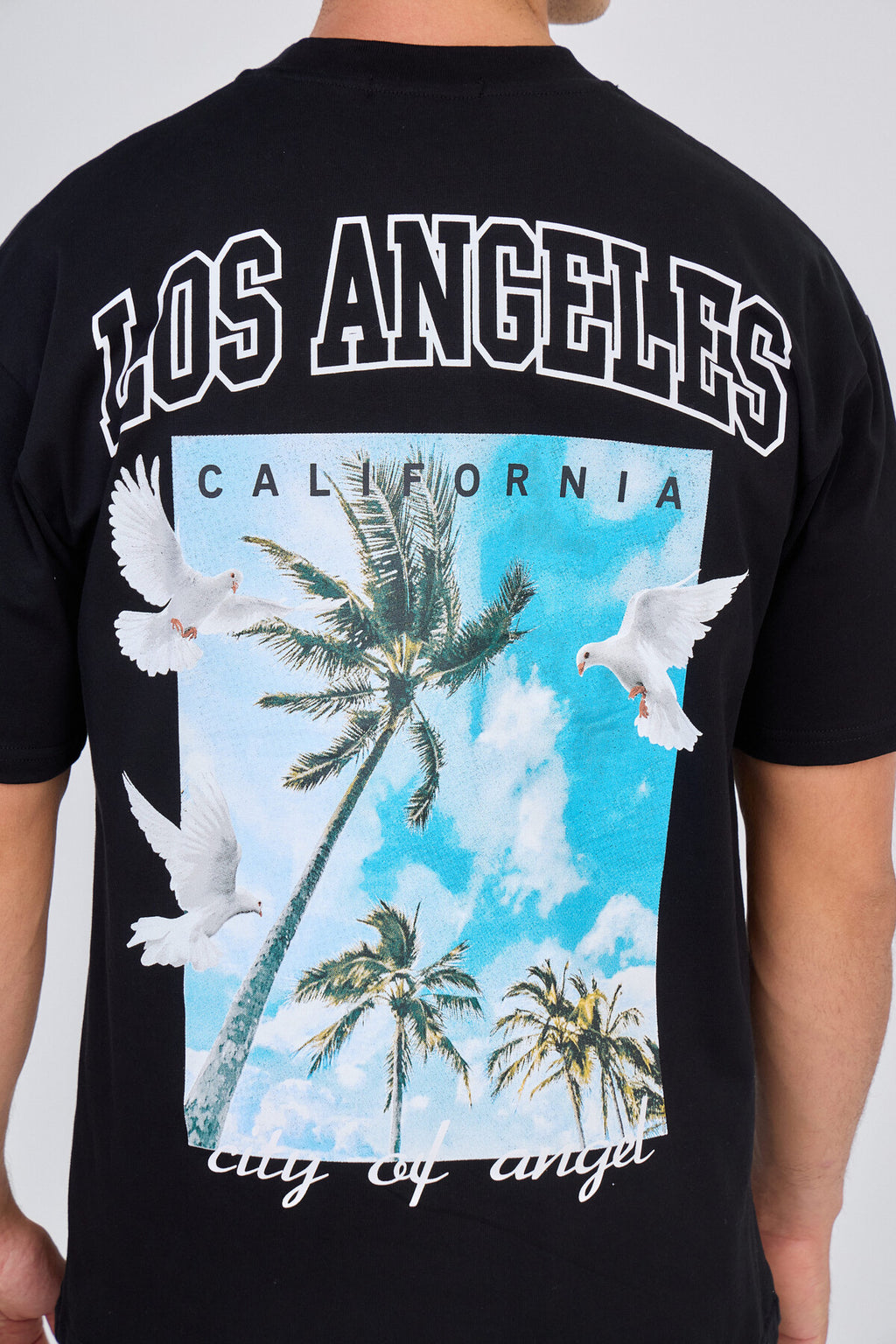 T-Shirt Noir "Los Angeles" Palms City of Angels