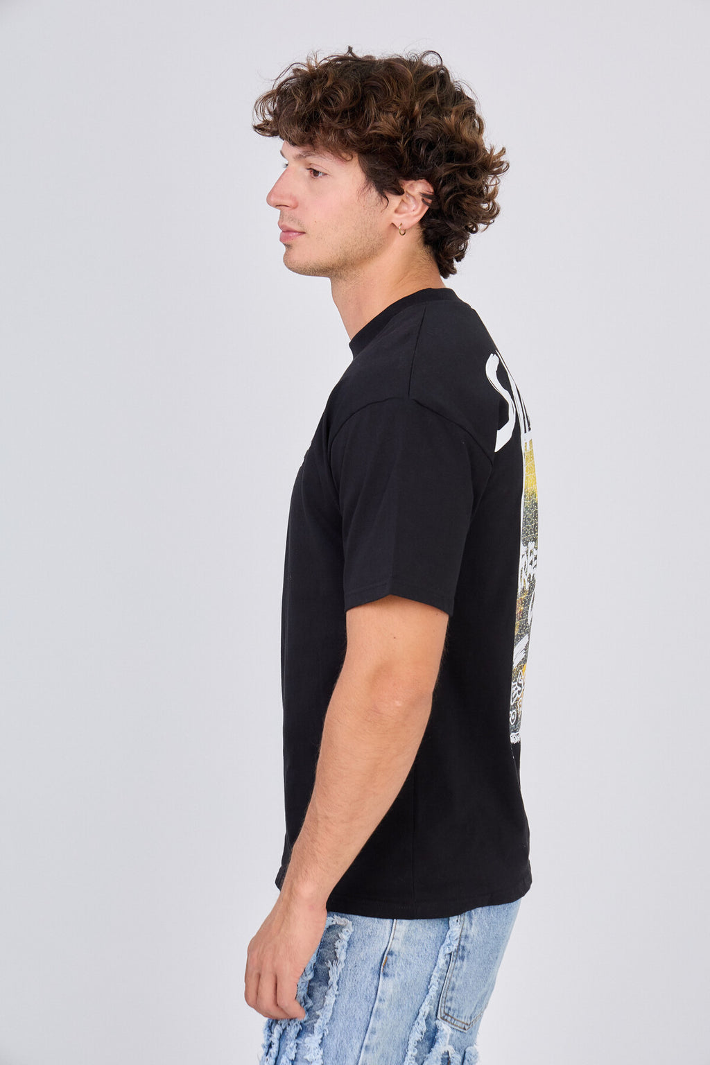 T-Shirt Noir Mona Lisa Puzzle Single