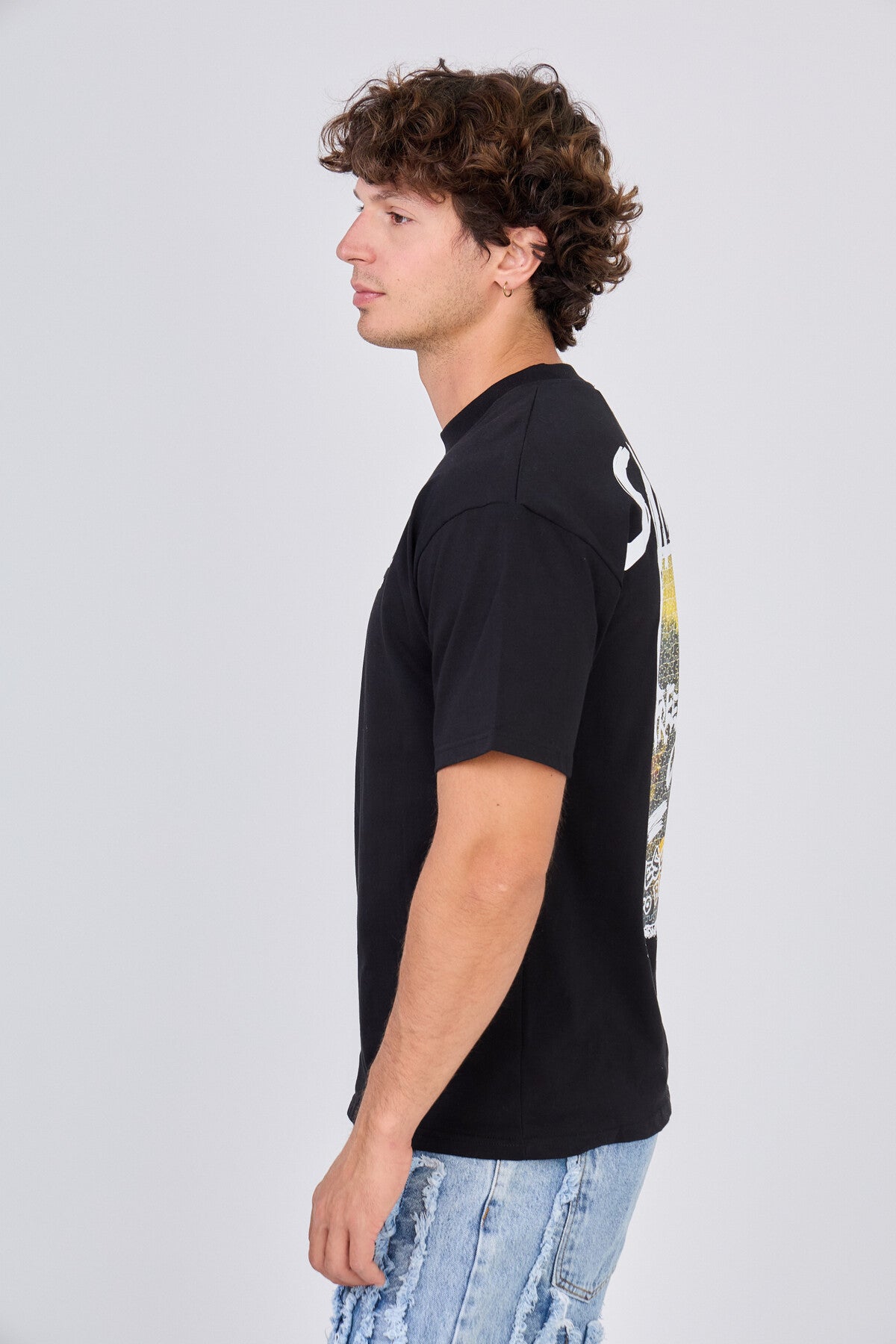 T-Shirt Noir Mona Lisa Puzzle Single